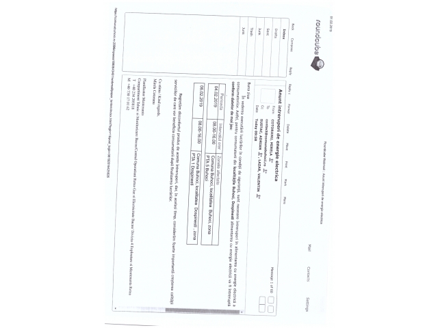 Anunt intrerupere furnizare energie electrică