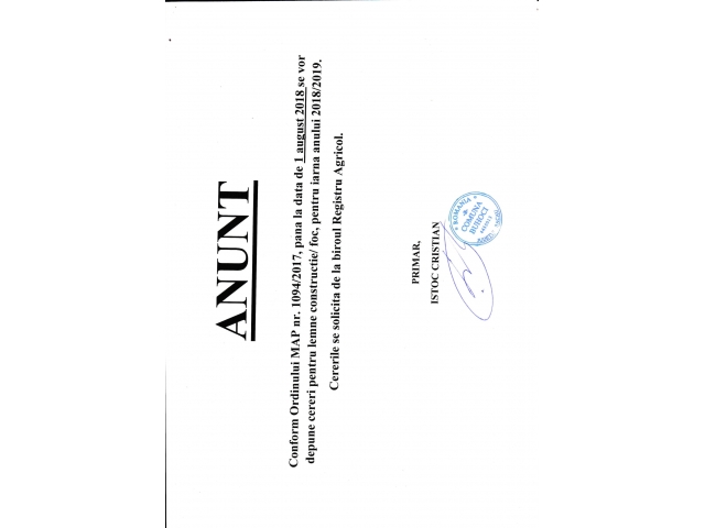 Anunt privind cererile de material lemnos