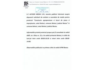 Anunt public - Solicitare emitere acord mediu