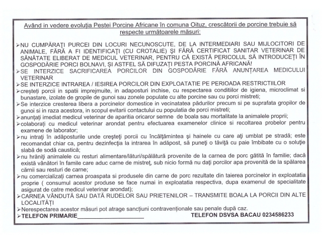 Masuri impotriva Pestei Porcine africane