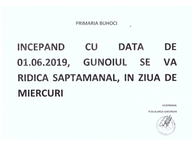Anunt de interes public - Comuna BUHOCI