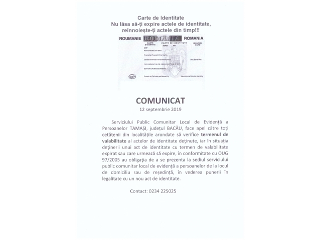 COMUNICAT - S.P.C.L.E.P.   TAMASI