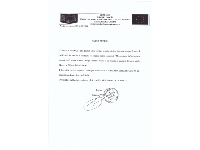 ANUNT  PUBLIC