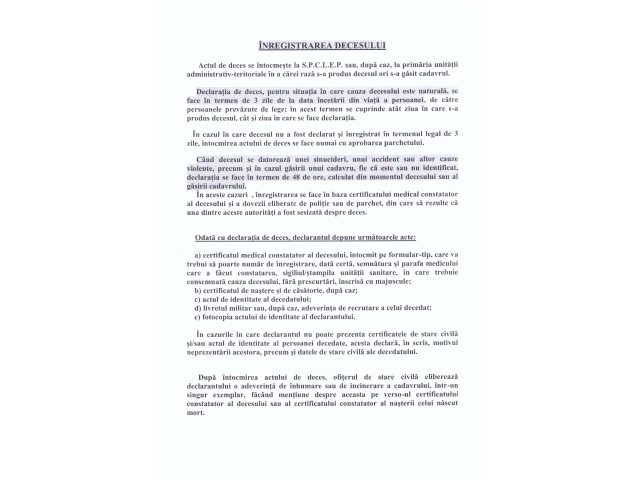 DECLARARE  DECES - 01.01.2020 - 05.01.2020